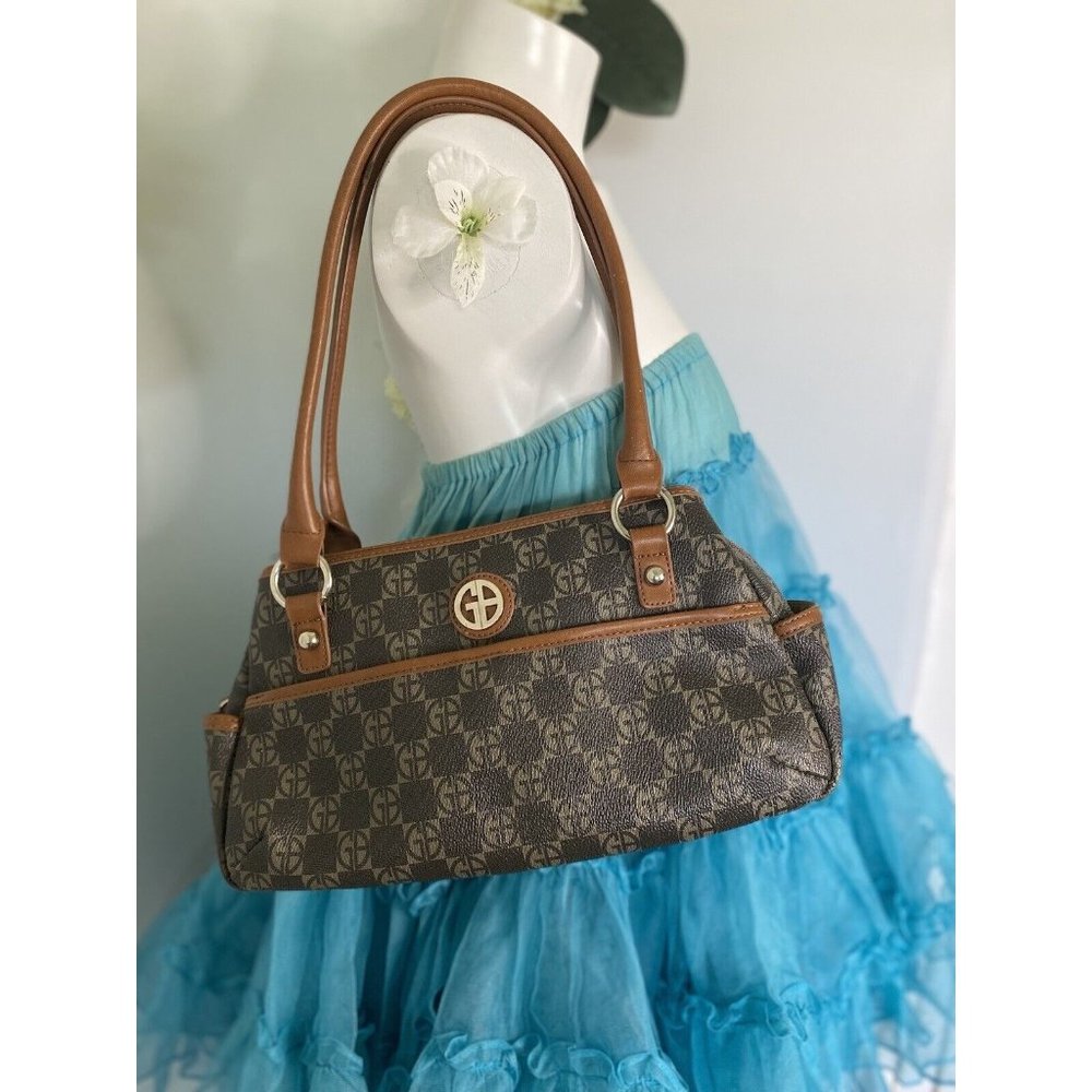 Giani Bernini Women’s Handbag Signature Satchel Jacquard Fabric Trim Vintage EUC